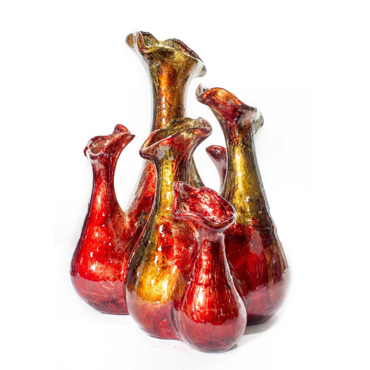 Copper Red Gold Ceramic 5-Bud Vase C469419