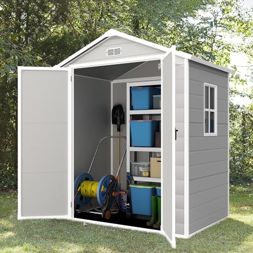 LightGray Resin Outdoor Storage Shed 6x4.4FT with Floor M388
