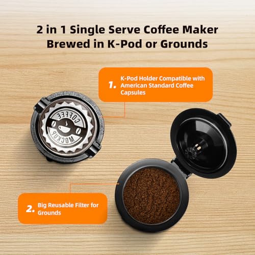 Black Single Serve Coffee Maker for K Cup and Ground Coffee, 6 to 12 oz. Brew Sizes G219