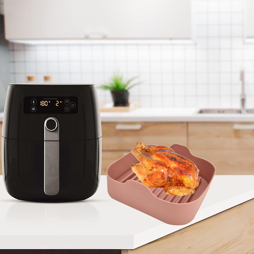 8 Inch Square Non-Stick Food-Grade Reusable Silicone Air Fryer Liners R152878