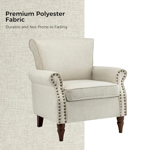 Accent Chairs Set of 2 with Wood Legs & Removable Cushion, RED V824
