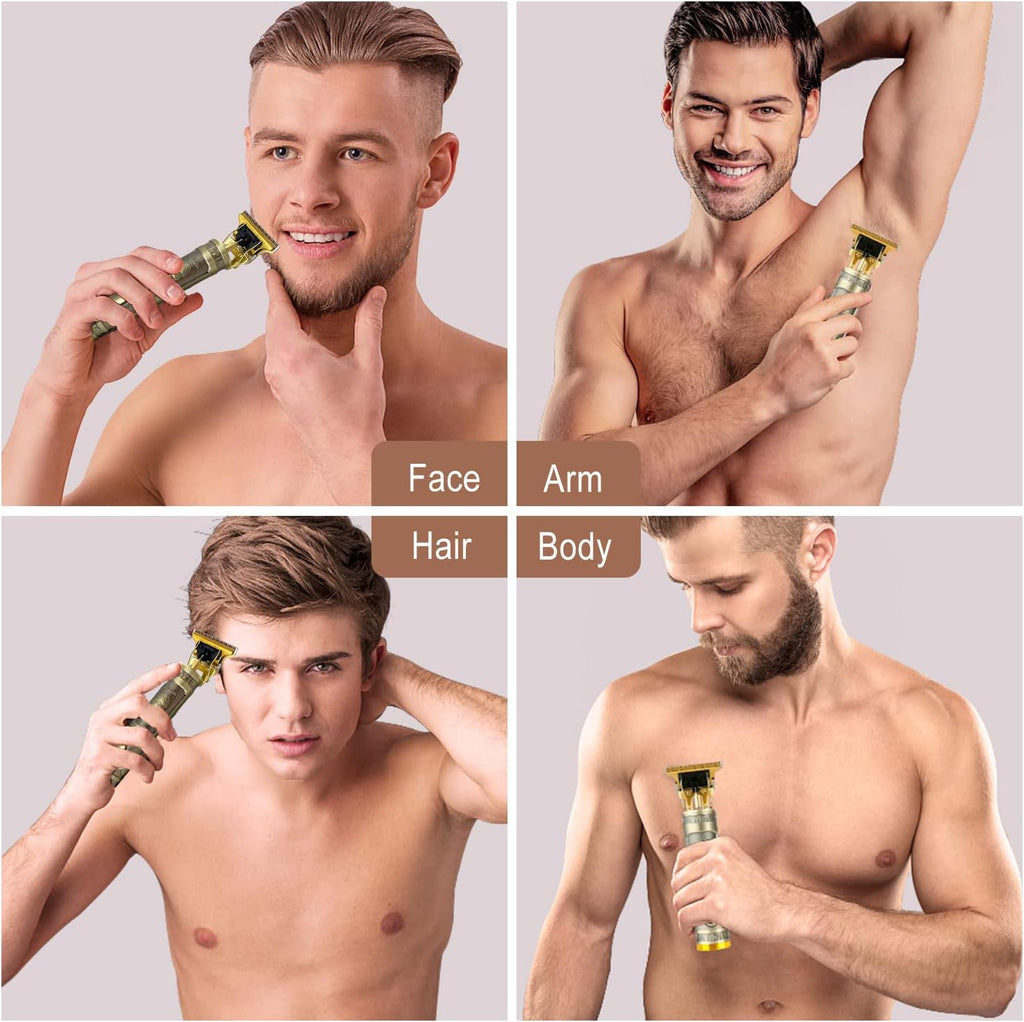 Cordless Hair & Beard Trimmer with 4 Guide Combs, Rechargeable T-Blade Hair Clippers, Bronze K883673