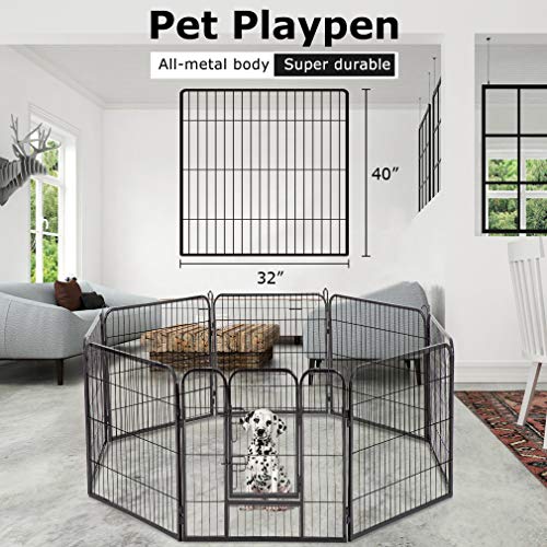 8 Panels 40 Inches Dog Playpen with Door N987
