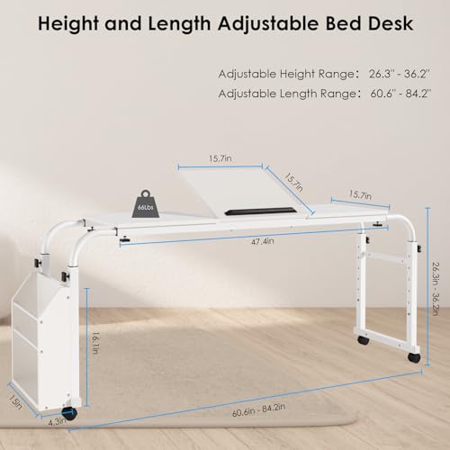 Brown Mobile Bed Desk with Wheels F2655