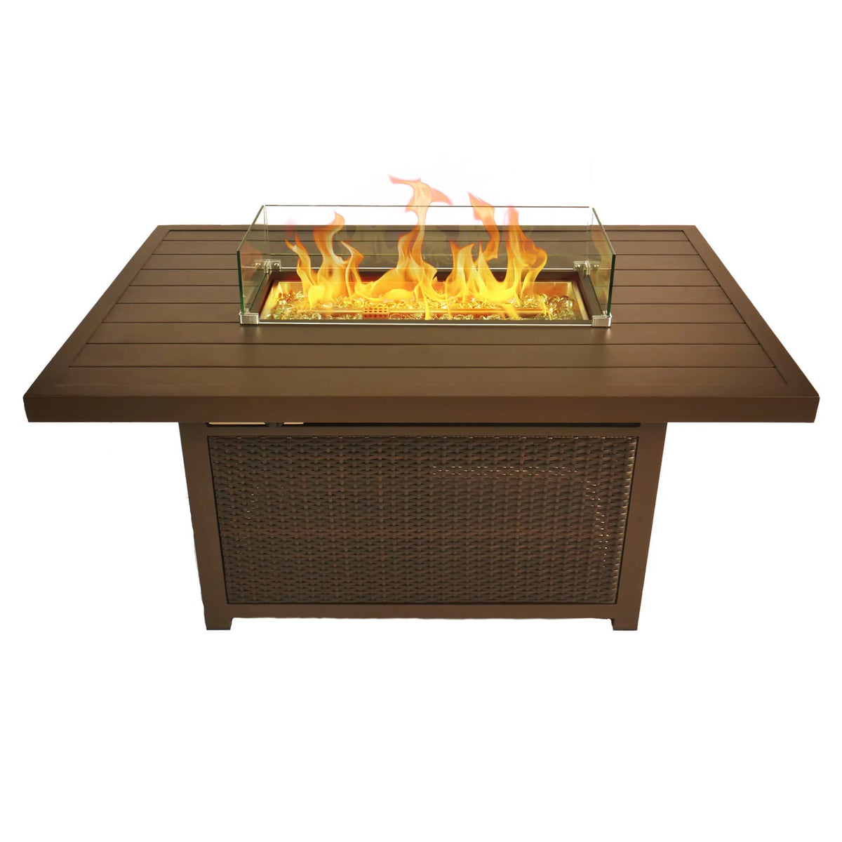 52 Inch Aluminum Propane Fire Pit Table with Glass Wind Guard Q1430