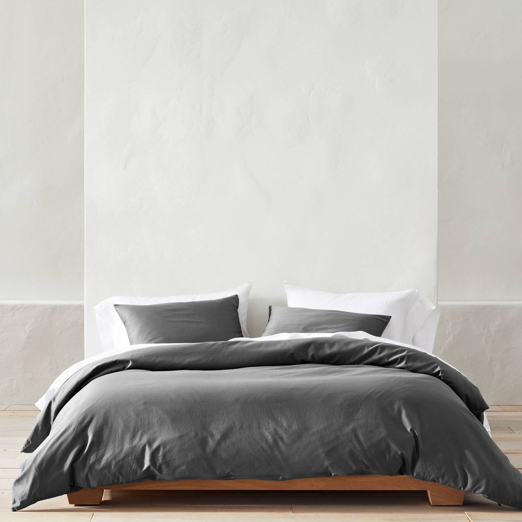 Full/Queen Supima Washed Sateen Duvet & Sham Set Dark Gray E931133