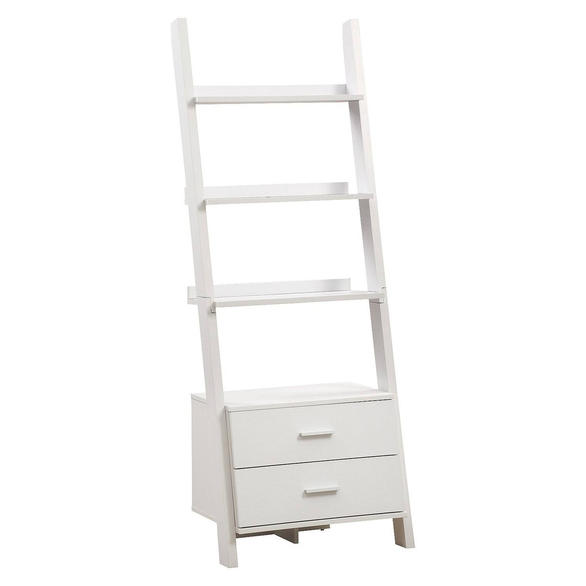 White Ladder Bookcase with Drawers V717