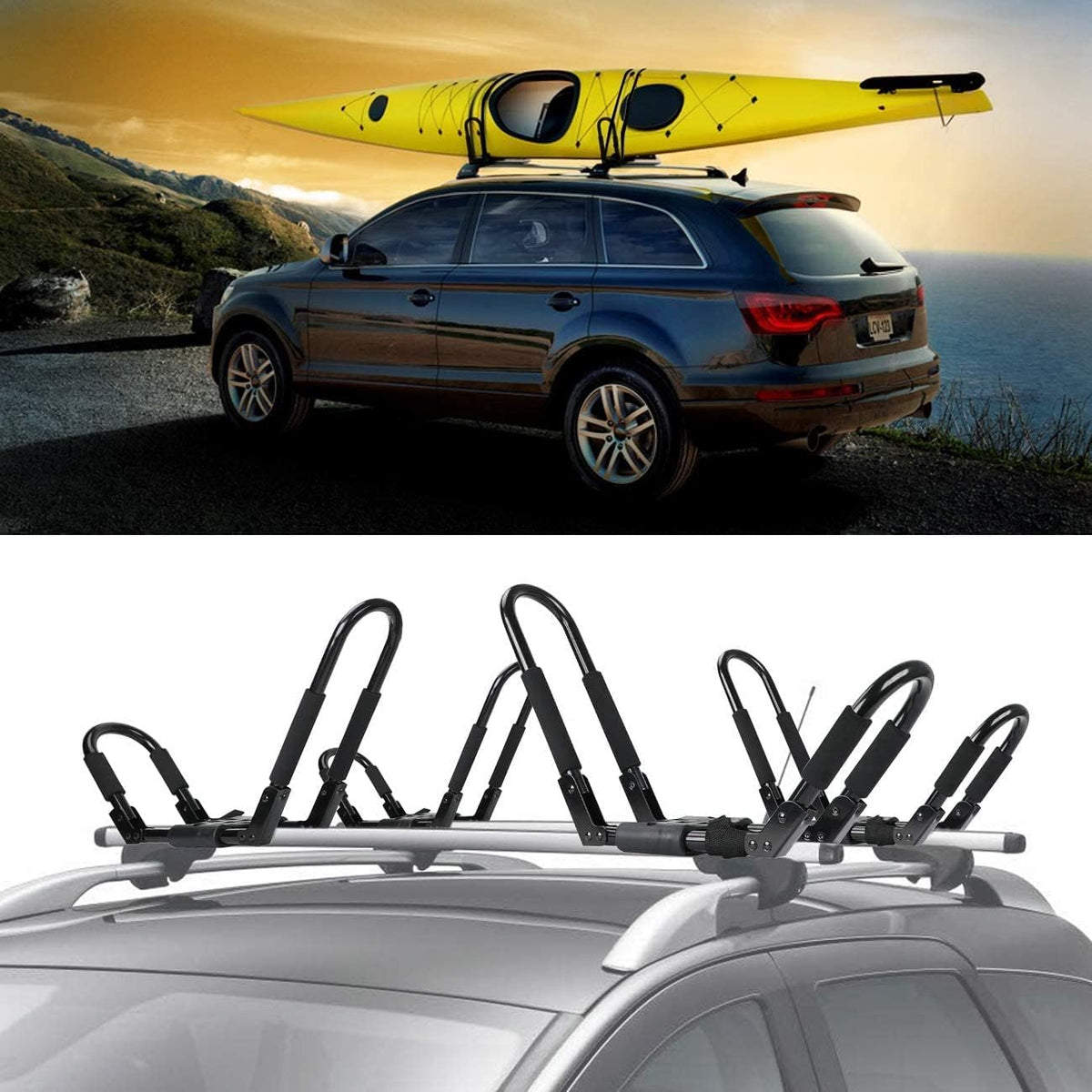 Kayak Roof Rack for 2 Kayaks, SUP, Snowboard, 2 Pairs T882