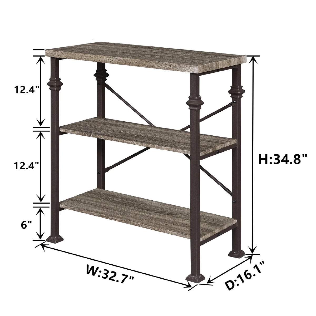 3-Tier Rustic Industrial Bookshelf Y362