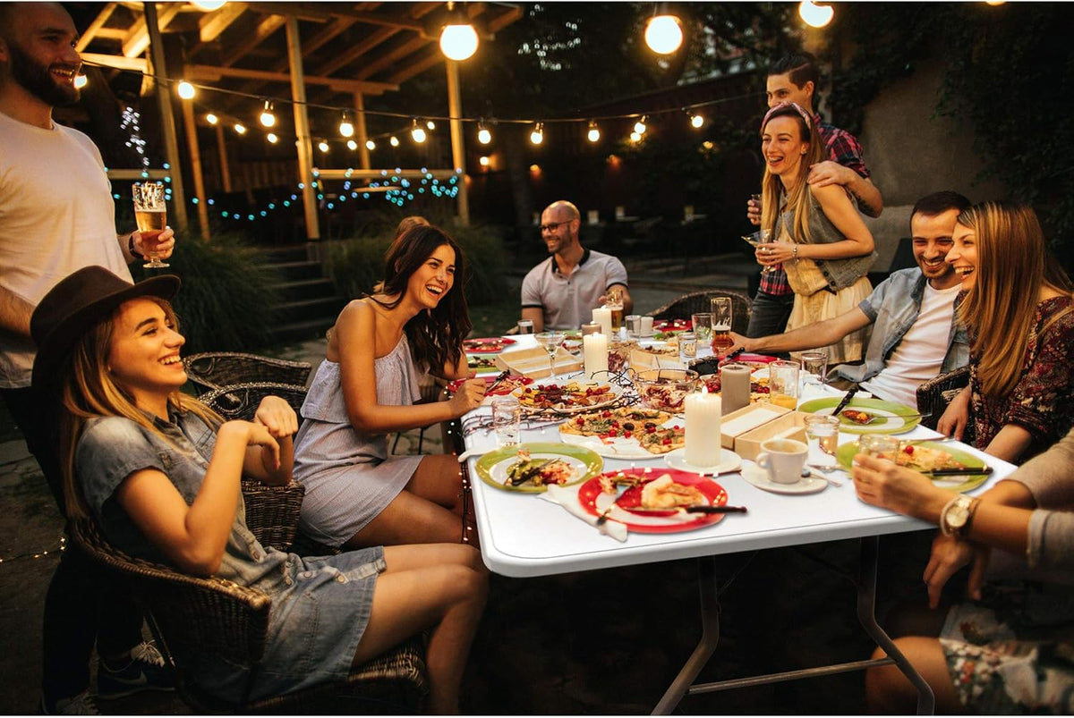 White 8 Foot Plastic Resin Folding Table U154