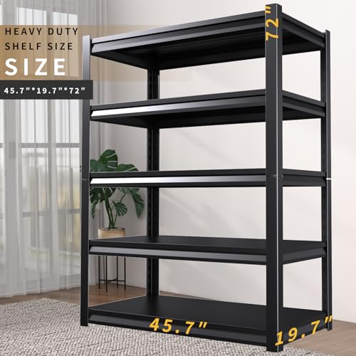 72" H Heavy Duty 5-Tier Adjustable Metal Shelving Unit C365