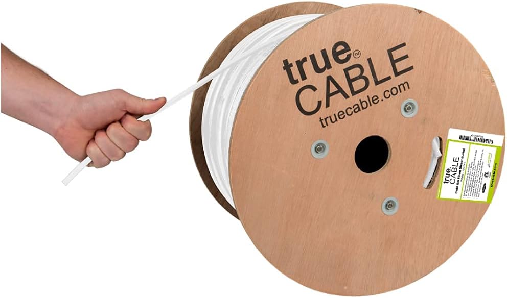 Cat6 Direct Burial Bulk Ethernet Cable, 1000ft, White, CMX, 23AWG Solid Bare Copper, Unshielded UTP G890104