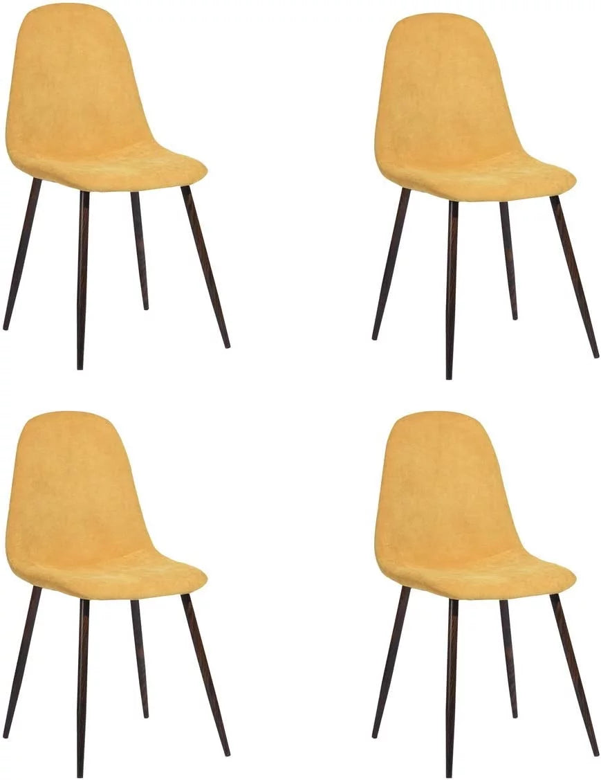 Set of 4 Yellow Velvet Dining Chairs with Metal Legs B93152