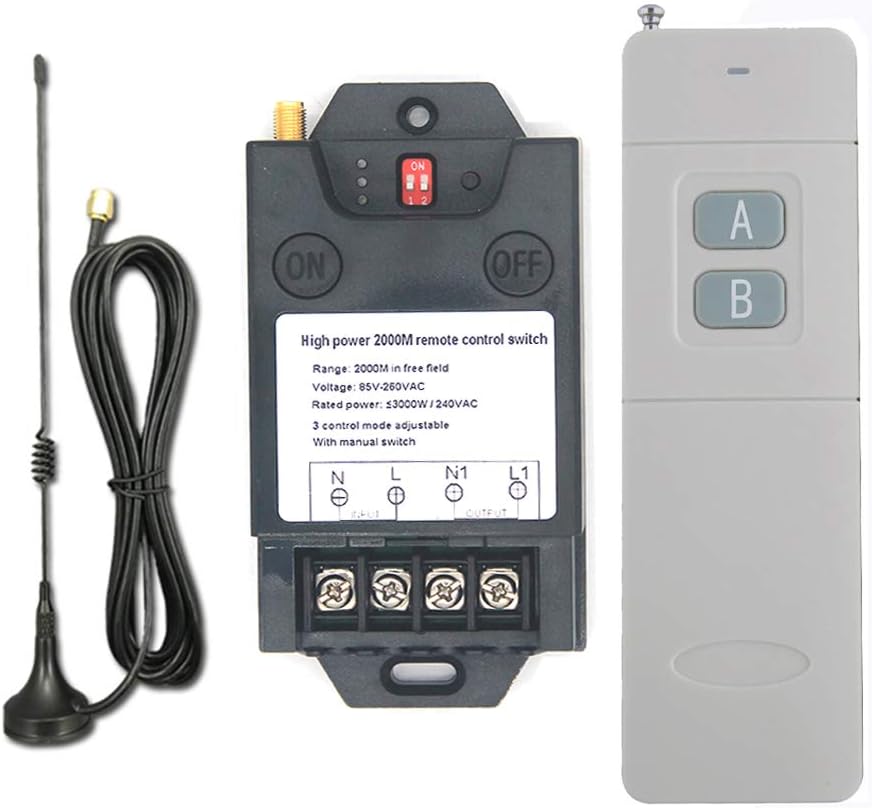 2000 Meters Wireless Remote Control Switch AC 110V 220V Relay Transmitter Pack of 2 U72135
