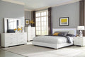 California King Panel Bed with LED Lighting Glossy White C2260