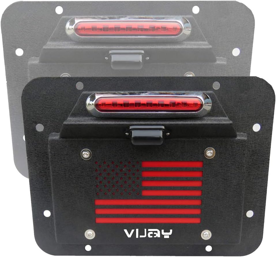 Spare Tire Delete License Plate Relocation Kit with Third Brake Light for Wrangler JK JKU V382317