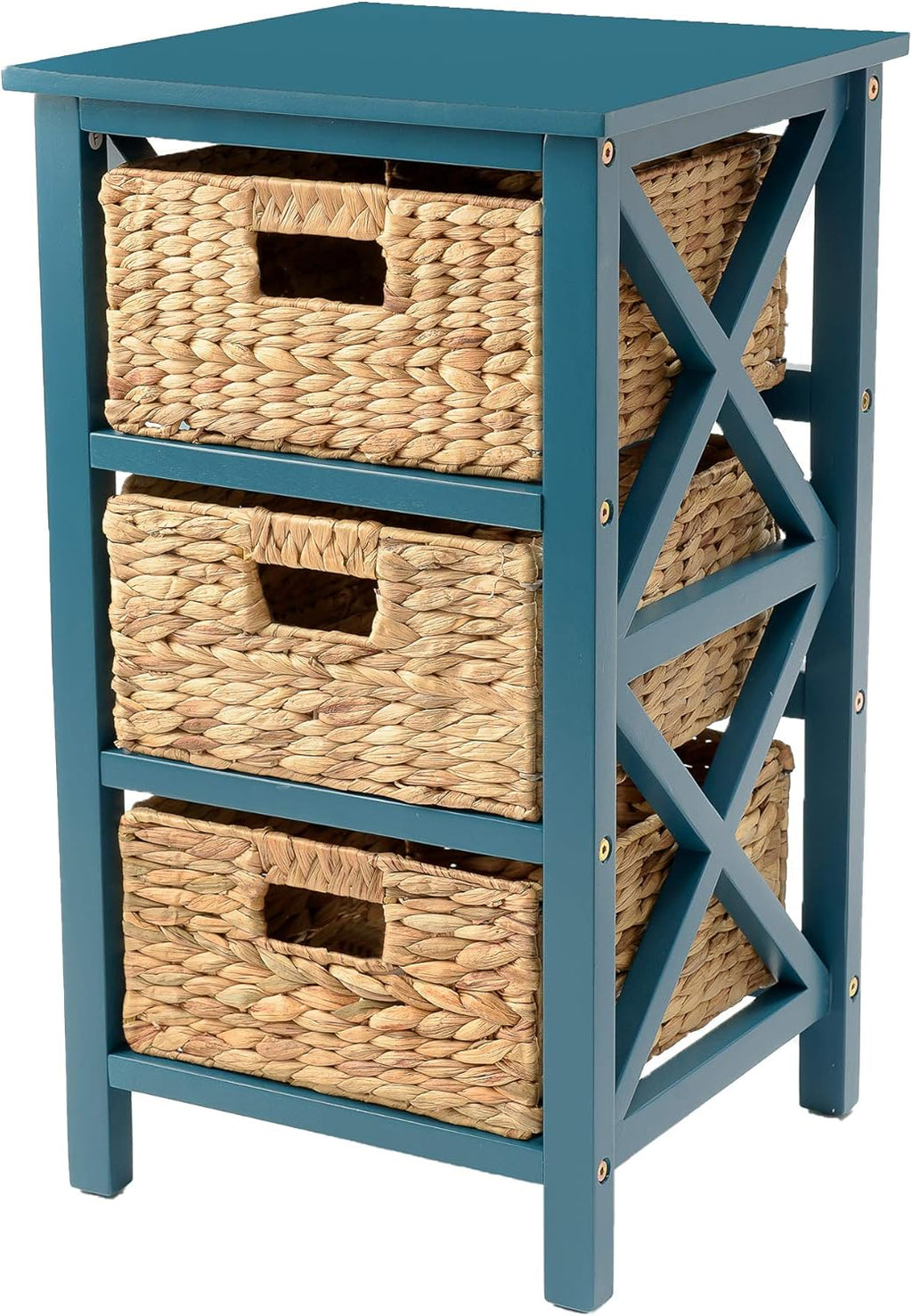 3 Tier End Table with 3 Baskets, Walnut M574
