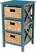 3 Tier End Table with 3 Baskets, Walnut M574