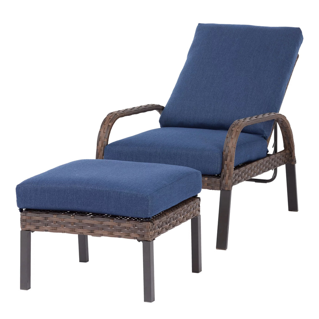 Blue Wicker Reclining Chaise Lounge G446