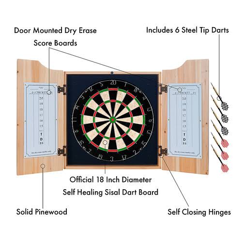 Dart Cabinet Set with Darts and Board F4140