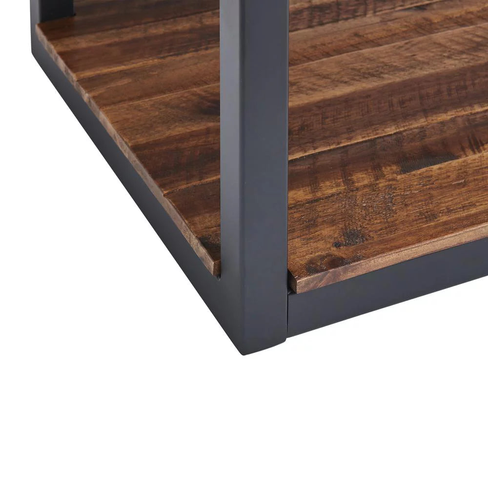 Rustic Wood Bench with Low Shelf O788036