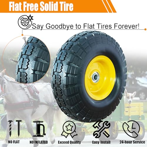 10" Flat Free Solid Tire and Wheel with 5/8" Bearings, 2 Pack R443012