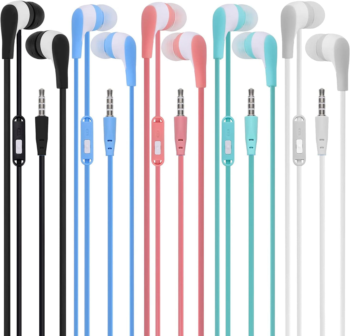 50 Pack Colourful Kids Earbuds with Microphone K884088