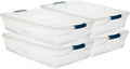 Clear 41 QT Pack of 4 Stackable Plastic Storage Containers with Latching Lids P3055