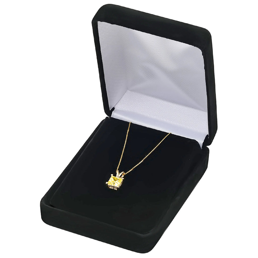 14k Yellow Gold Princess Cut Moissanite Pendant with 18" Chain H210033