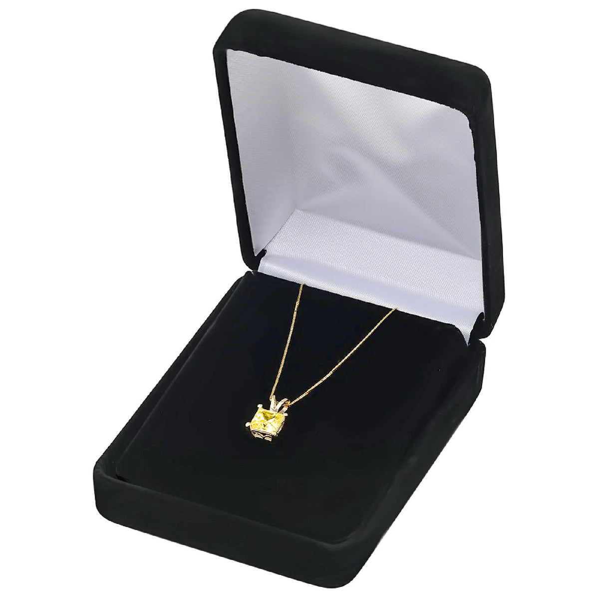 14k Yellow Gold Princess Cut Moissanite Pendant with 18" Chain H210033
