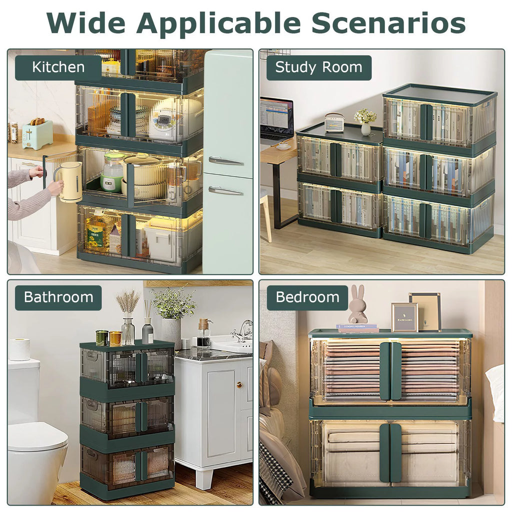 Foldable 2Pcs 32L Plastic Storage Bins with Lid and Wheels A40870