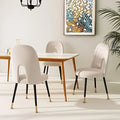 Beige Velvet Upholstered Dining Chairs with Black Gold Legs V4212