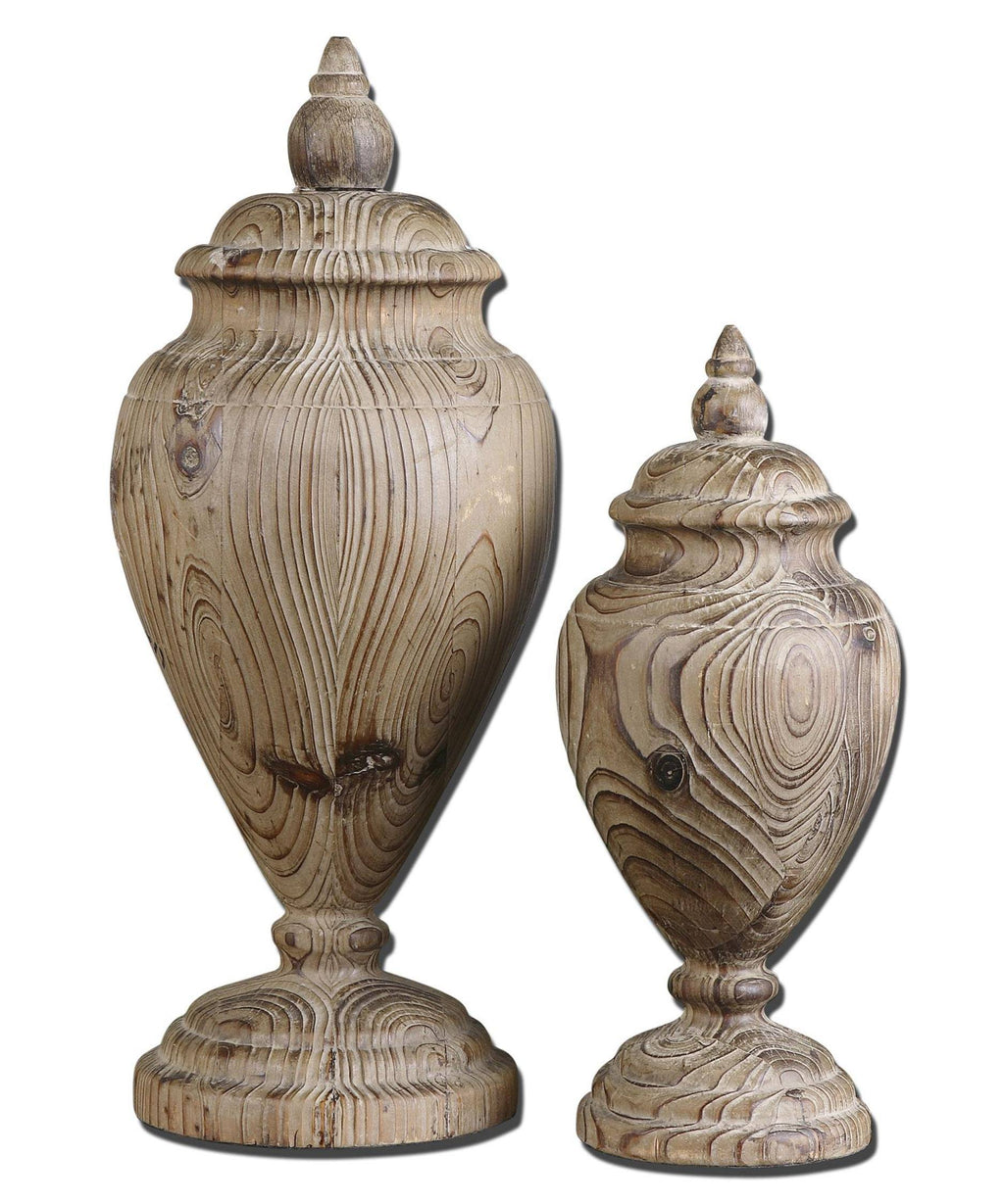 Carved Wood Finials Set 2 L1269