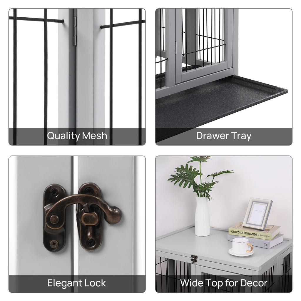 Gray Wooden Dog Crate Furniture C759031