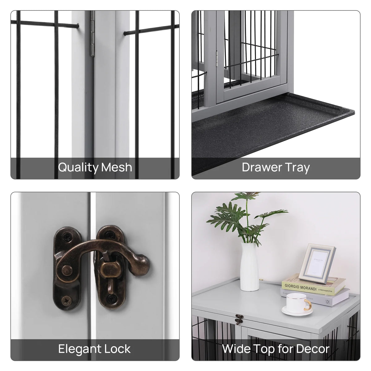 Gray Wooden Dog Crate Furniture C759031