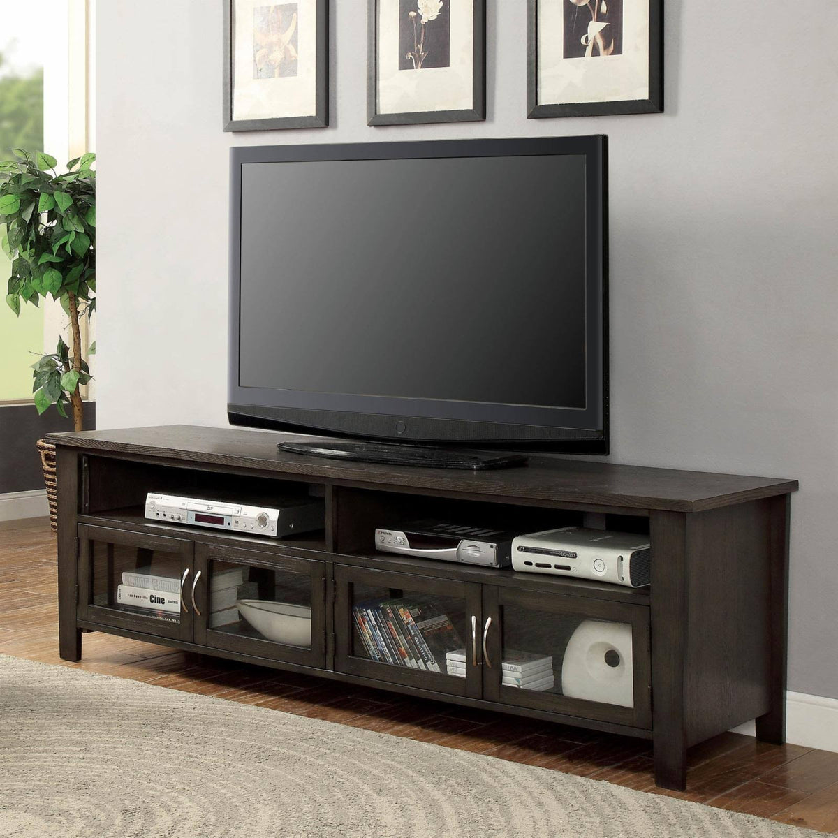 4 Door TV Stand Gray 72 in. F8717