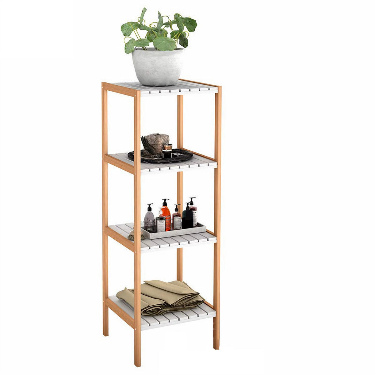 4 Tier Bamboo Storage Shelf Bookshelf A4598