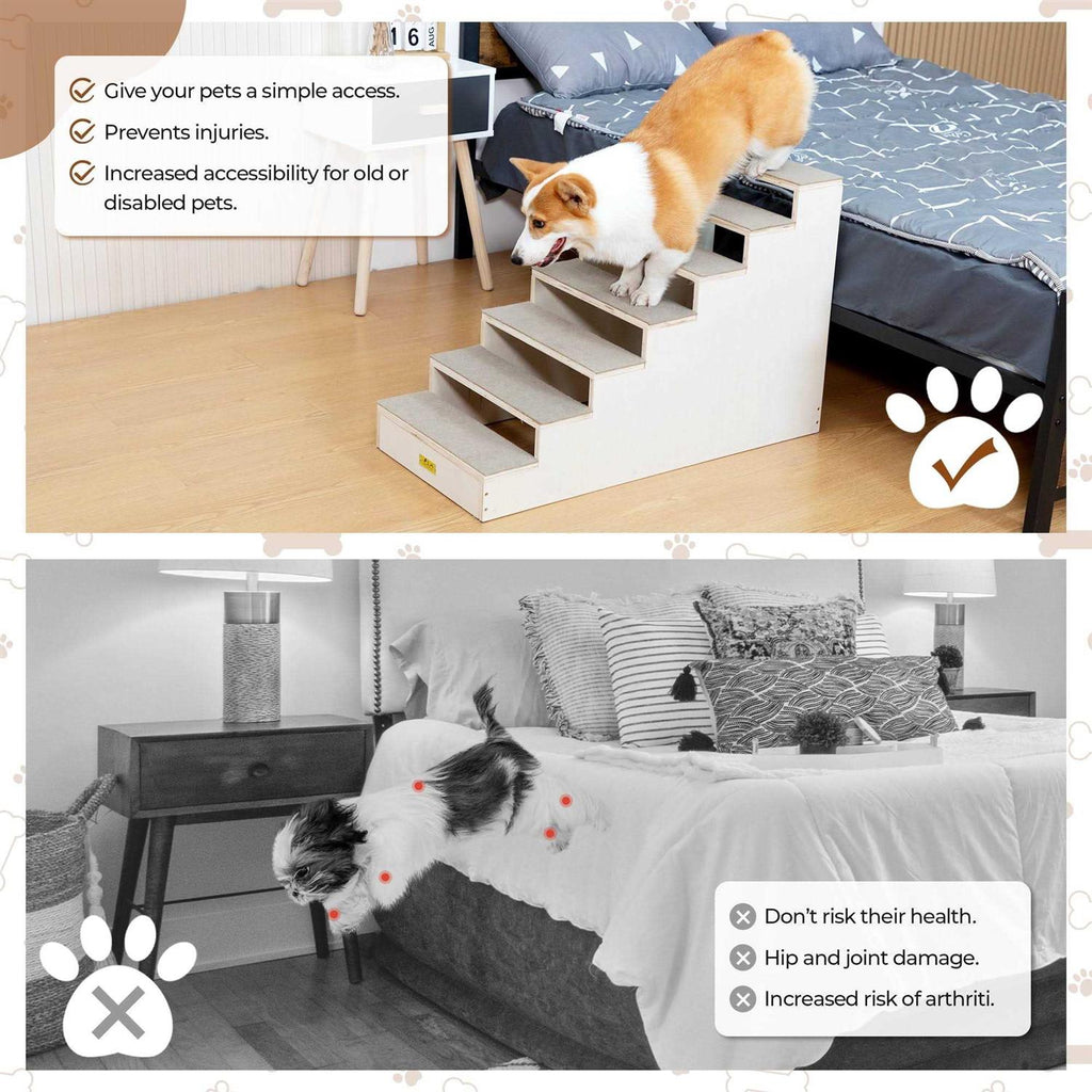 Wood 7-Step Dog Stairs O379304