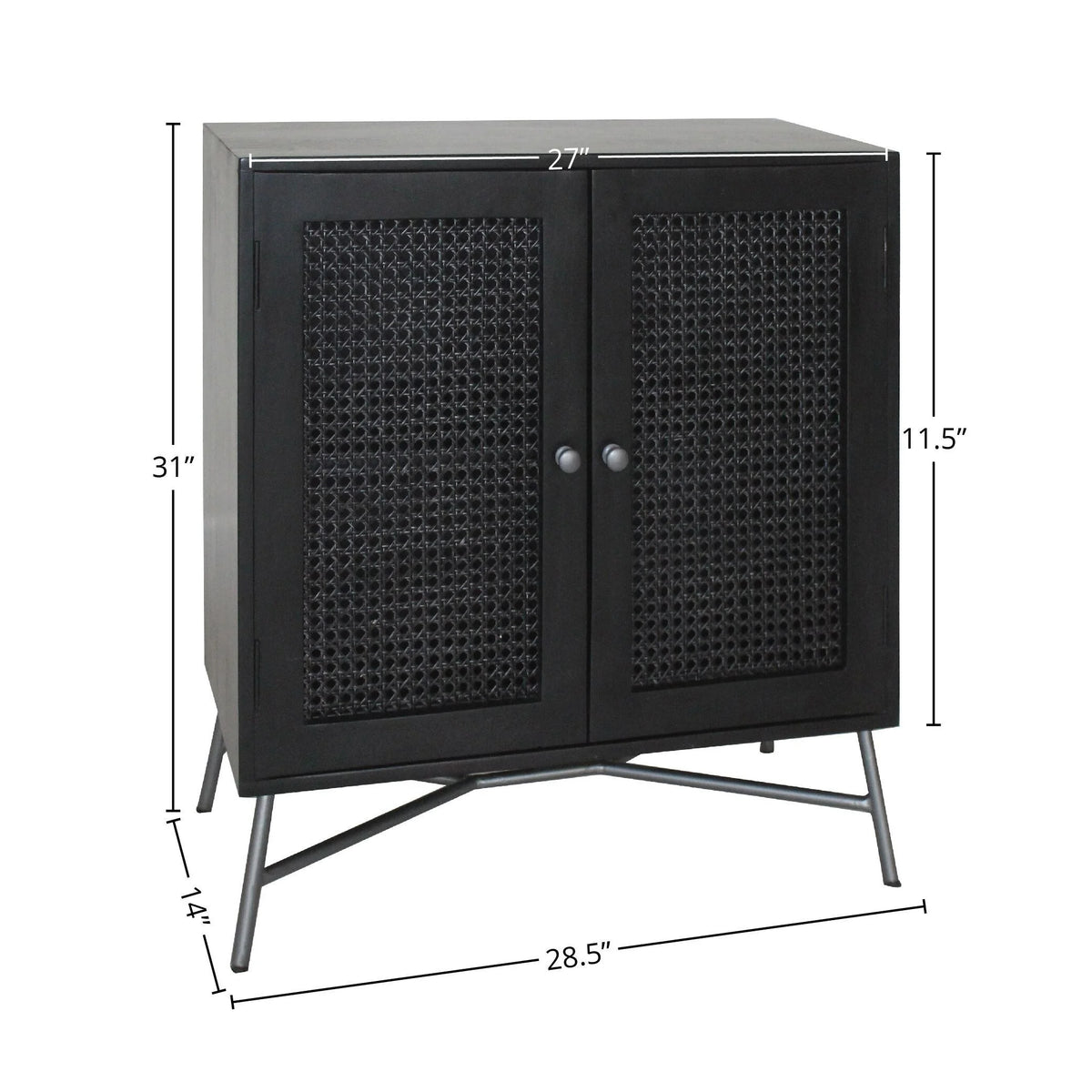 Black 2-Door Wood Nightstand N330