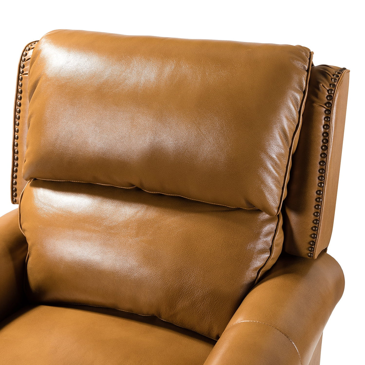 Camel Genuine Leather Recliner Chair with Wood Legs M418