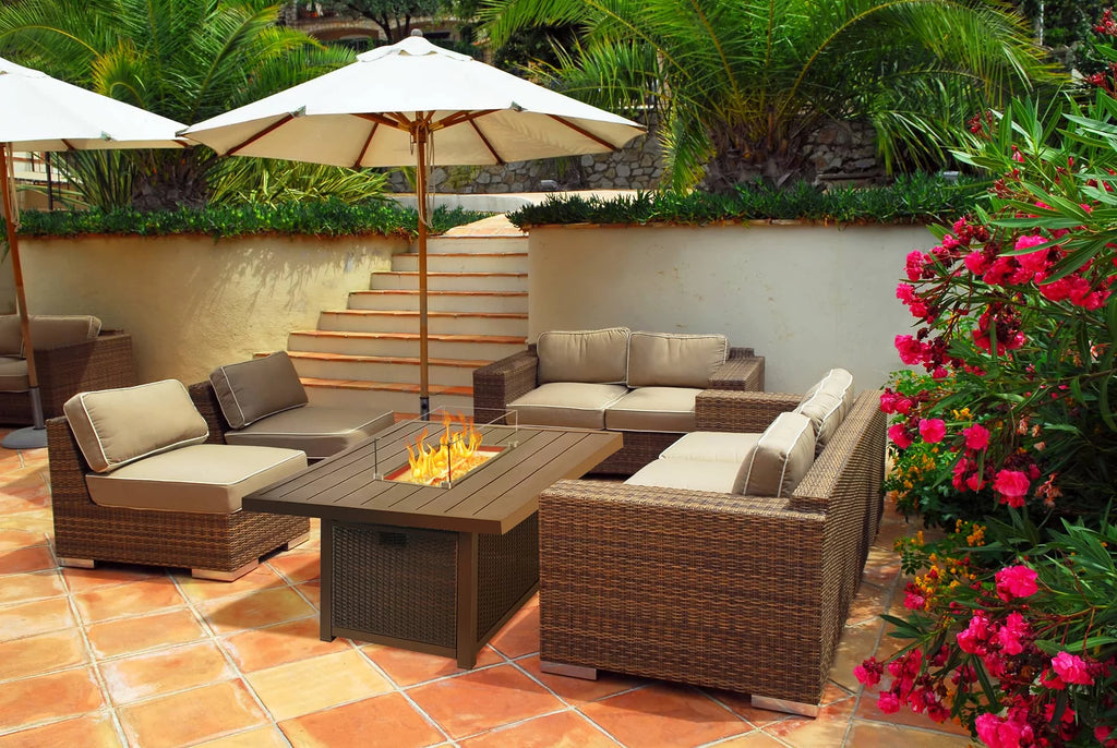 52 Inch Aluminum Propane Fire Pit Table with Glass Wind Guard Q1430