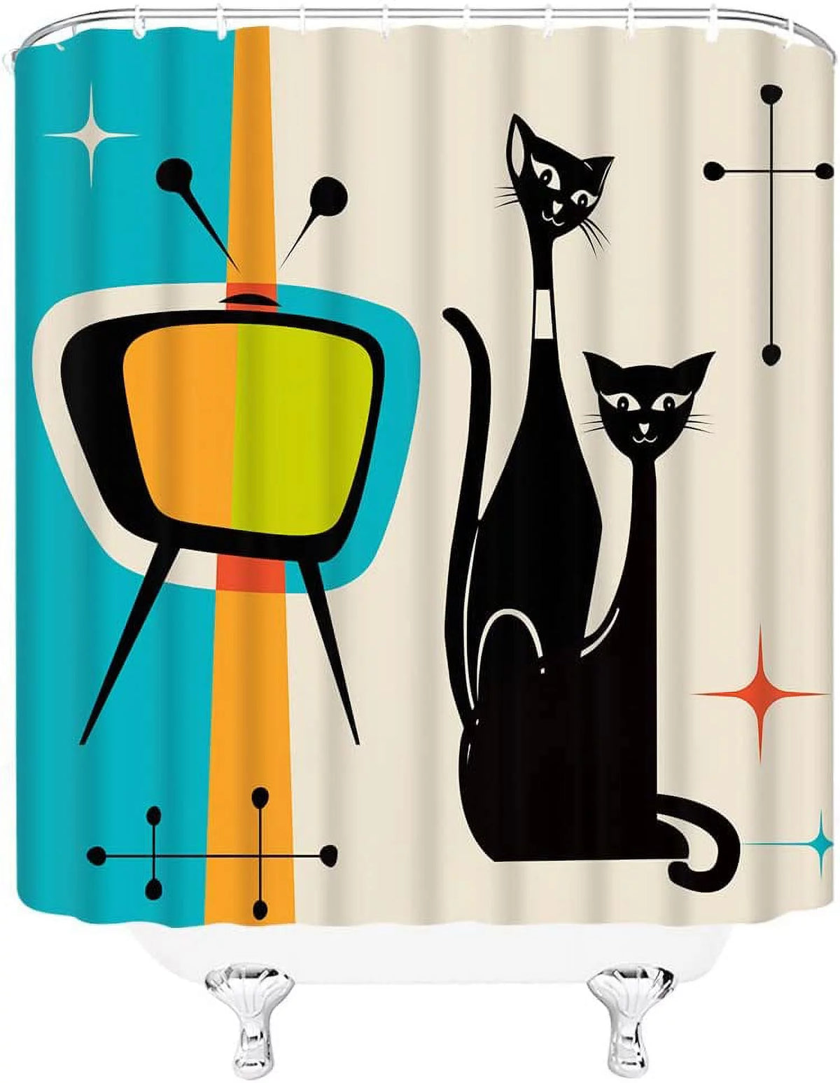 Cat Shower Curtain with Hooks 72x72inch D452944