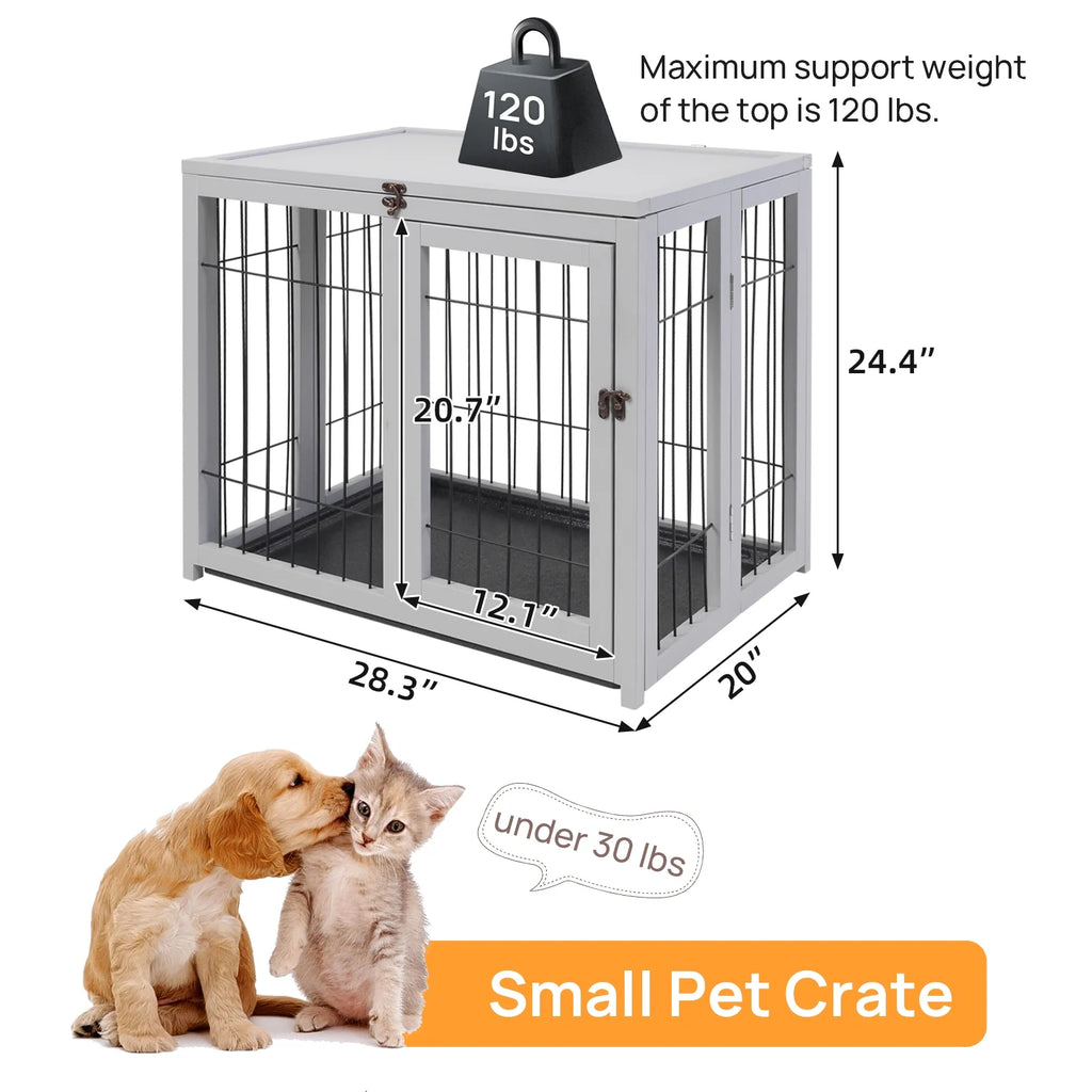 Gray Wooden Dog Crate Furniture C759031