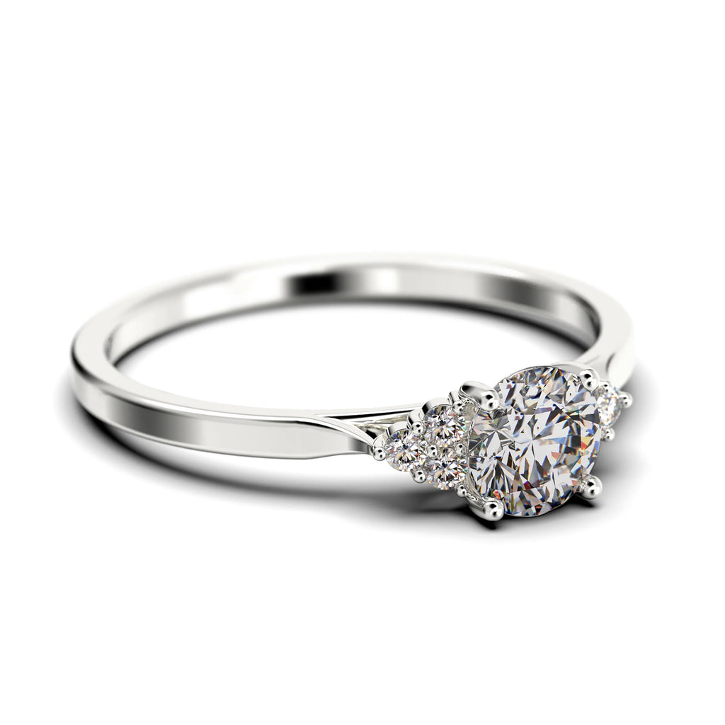 1.25 Carat Round Cut Moissanite Engagement Ring in 925 Sterling Silver With 18k White Gold Plating R539
