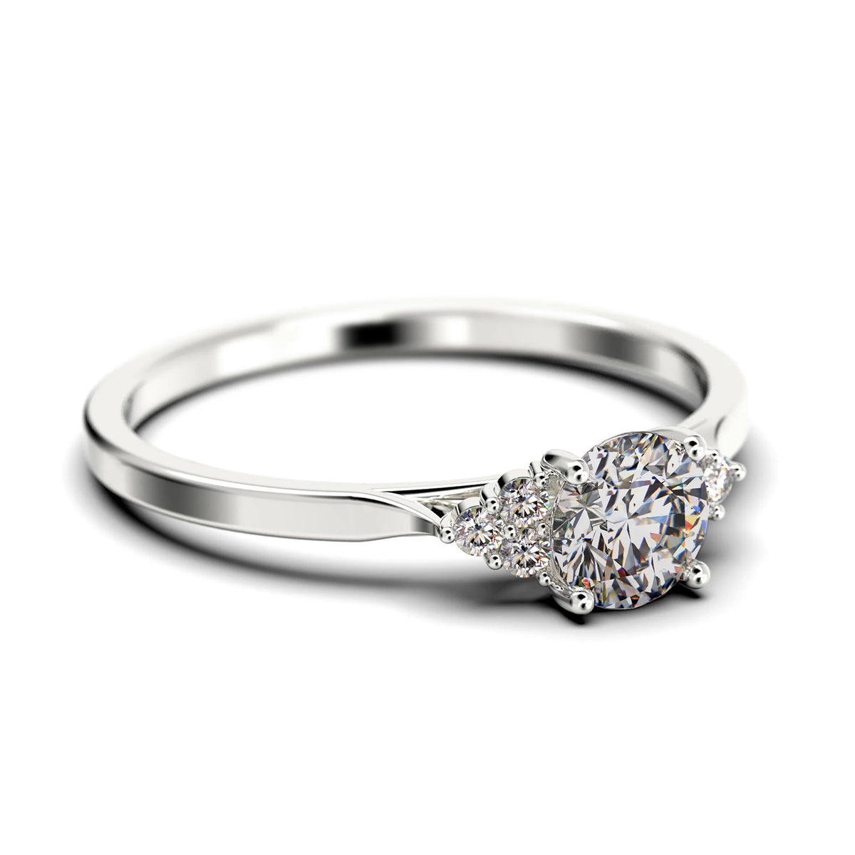 1.25 Carat Round Cut Moissanite Engagement Ring in 925 Sterling Silver With 18k White Gold Plating R539