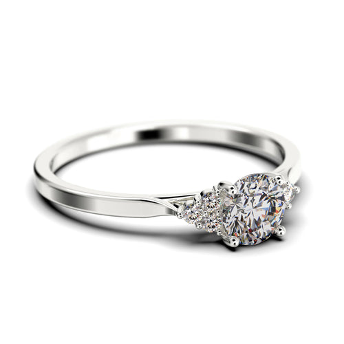 1.25 Carat Round Cut Moissanite Engagement Ring in 925 Sterling Silver With 18k White Gold Plating R539