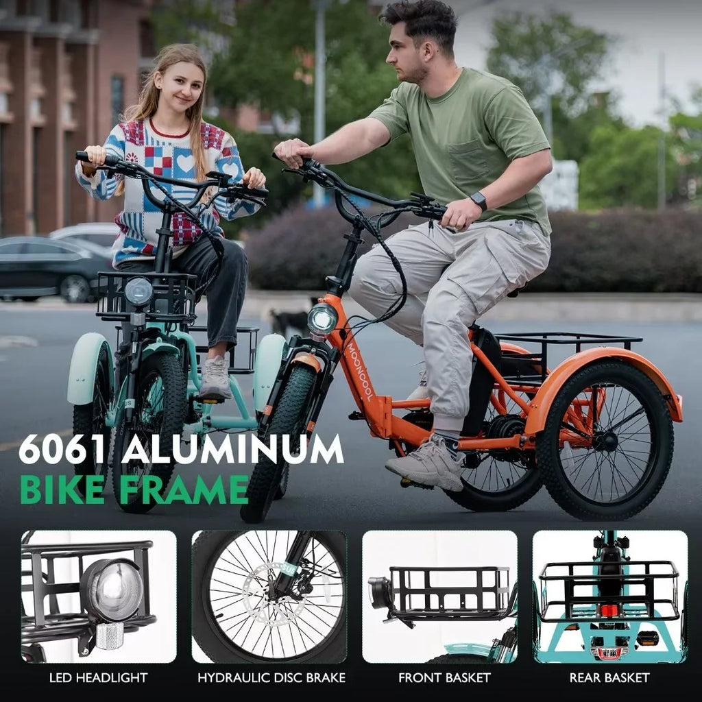Electric Folding Tricycle with 500W Motor 48v 14.5Ah Battery 20*3in Fat Tires Q53985
