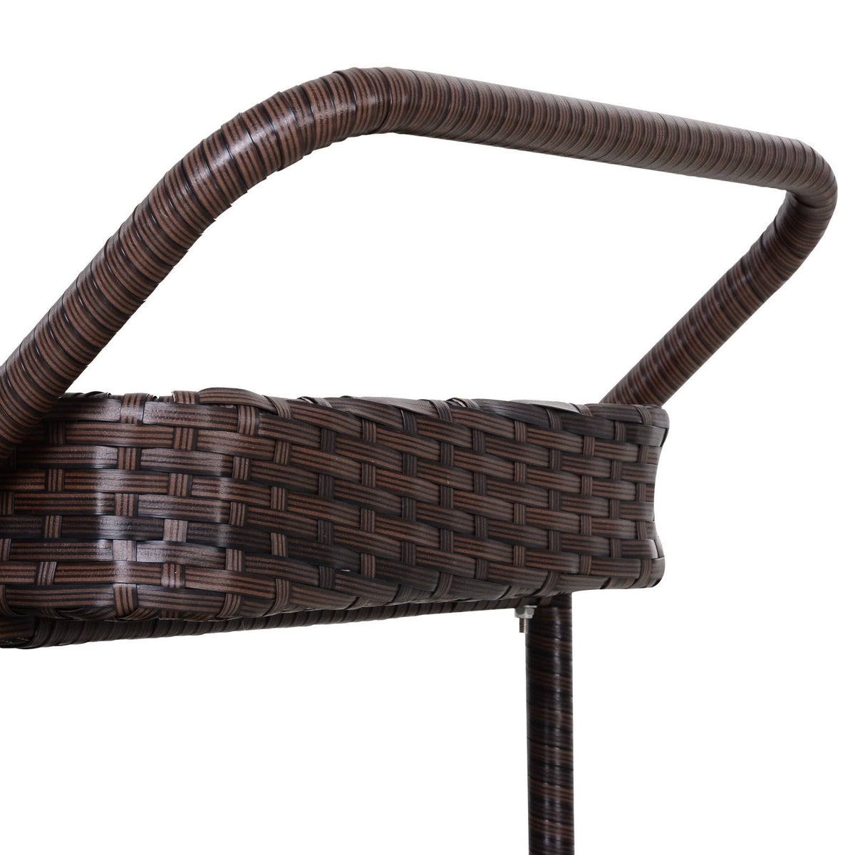 Rolling Rattan Wicker Outdoor Kitchen Trolley Serving Cart 2 Tray Shelves J585491