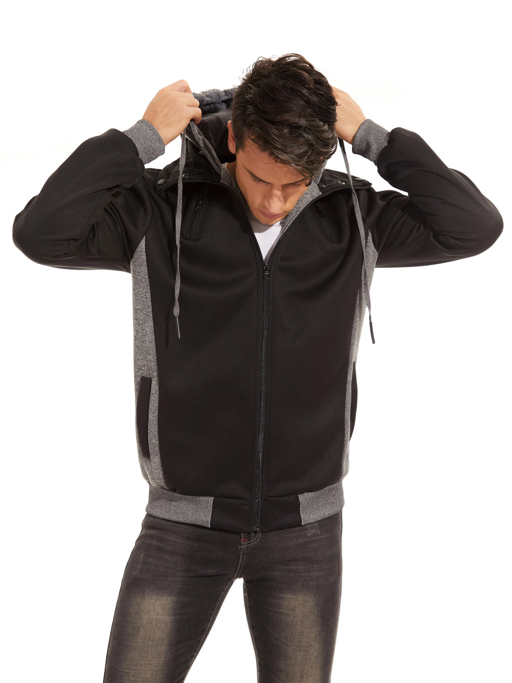 Black Fleece Zipper Hoodie V865023