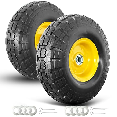 10" Flat Free Solid Tire and Wheel with 5/8" Bearings, 2 Pack R443012